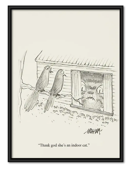 Birds Watching from Window Sketch Wall Art