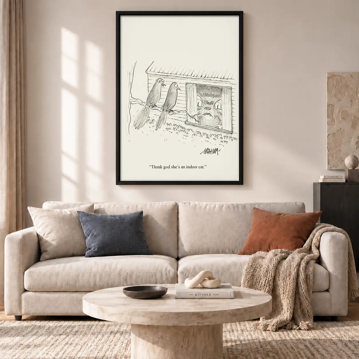 Birds Watching from Window Sketch Wall Art 2