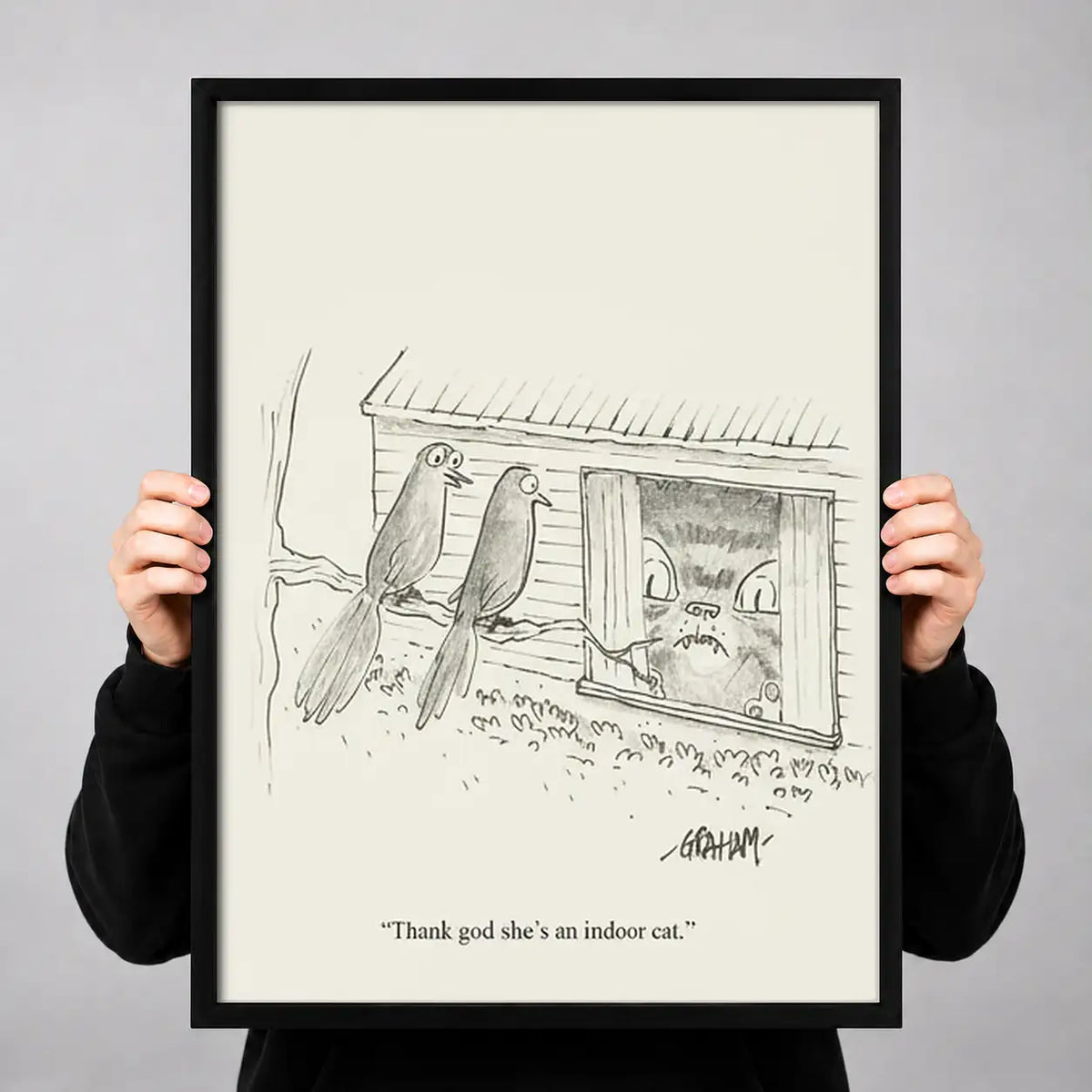 Birds Watching from Window Sketch Wall Art 3