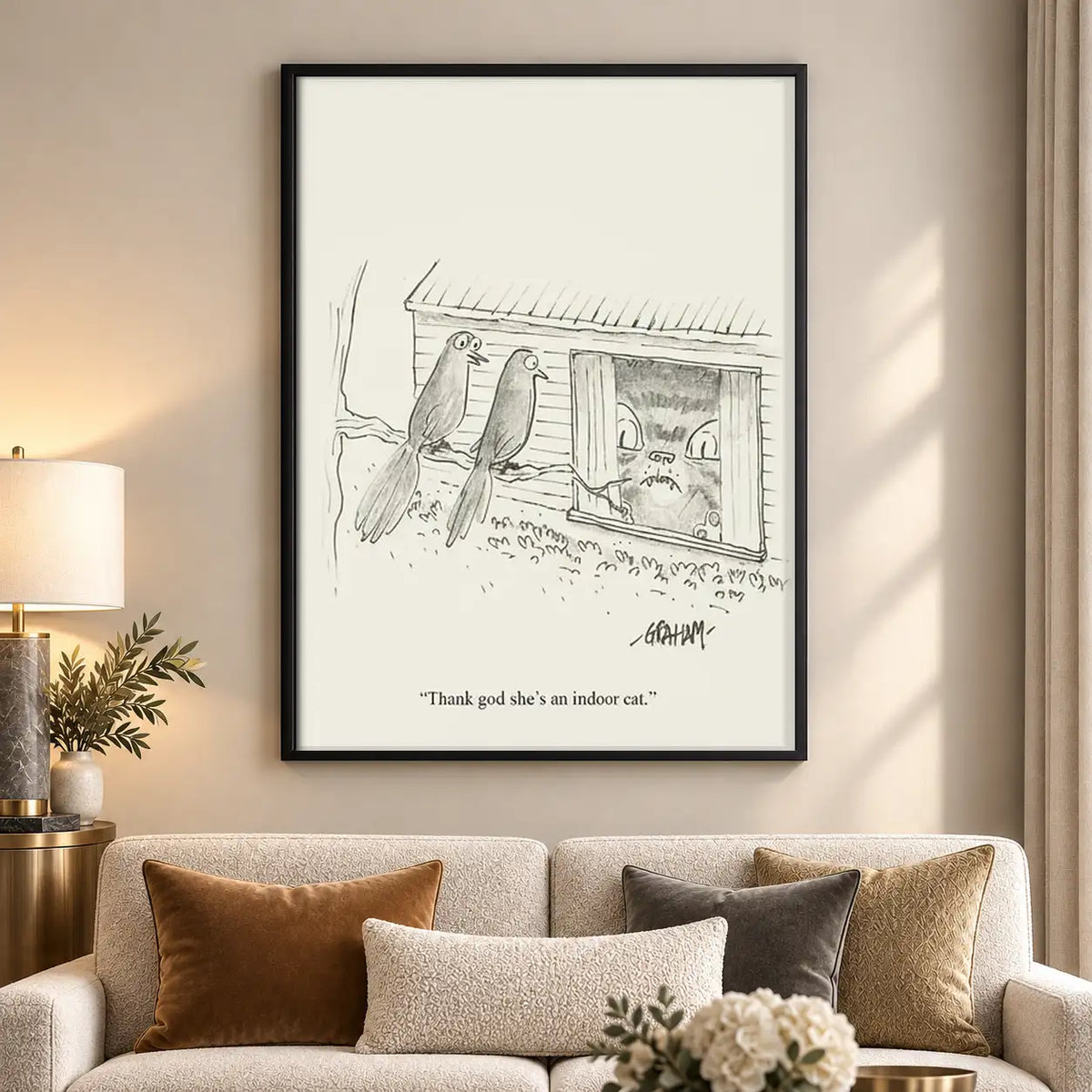 Birds Watching from Window Sketch Wall Art 5