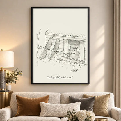 Birds Watching from Window Sketch Wall Art 5