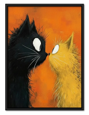 Black and Orange Cats Embracing Wall Art