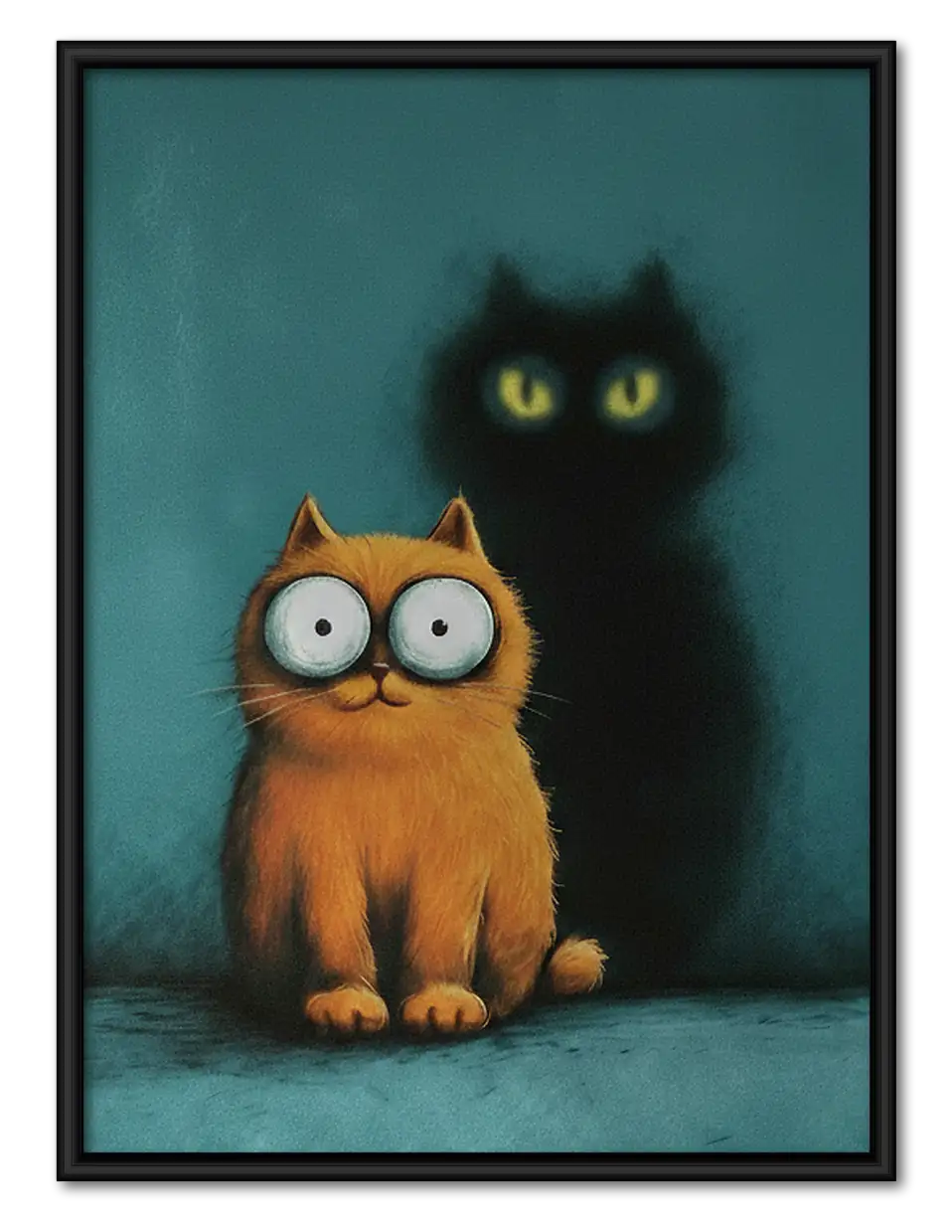 Black and Orange Cats in Darkness Wall Art 1