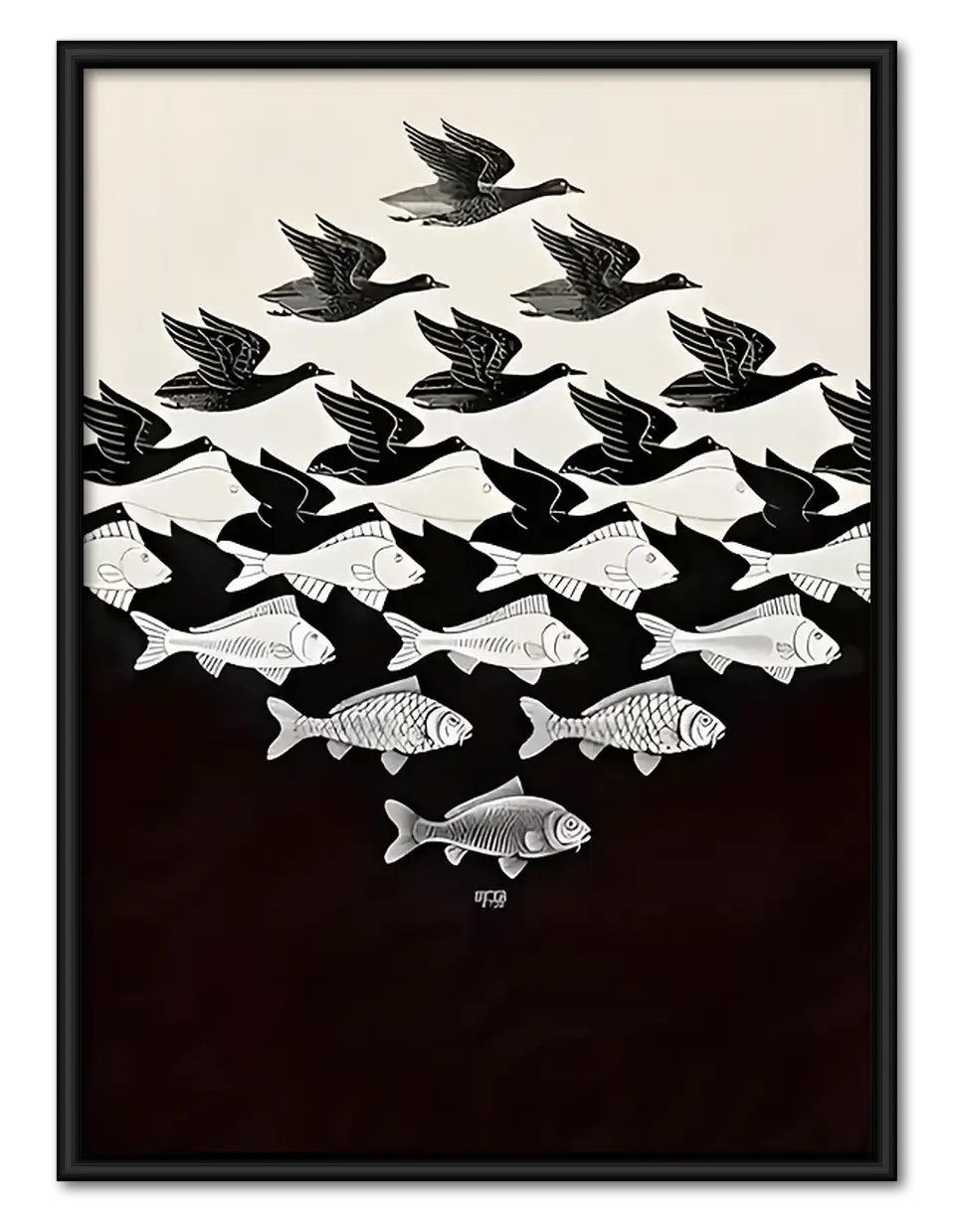 Black and White Bird Flock Wall Art 1