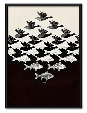 Black and White Bird Flock Wall Art