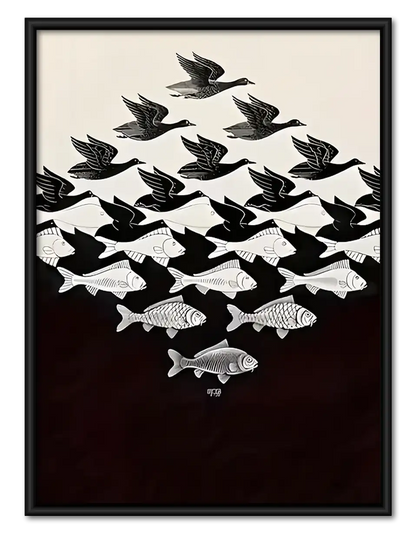 Black and White Bird Flock Wall Art 1