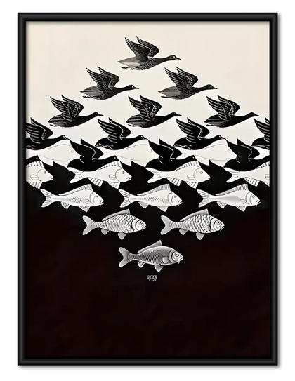Black and White Bird Flock Wall Art
