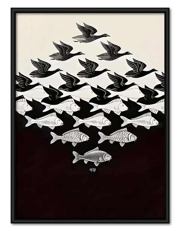 Black and White Bird Flock Wall Art