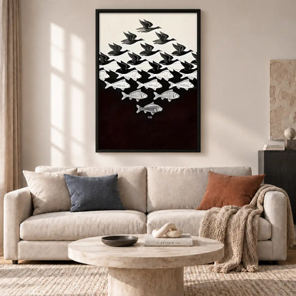 Black and White Bird Flock Wall Art 2