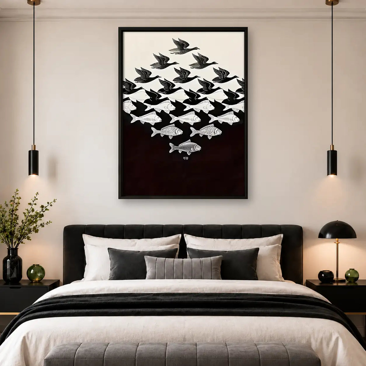 Black and White Bird Flock Wall Art 4