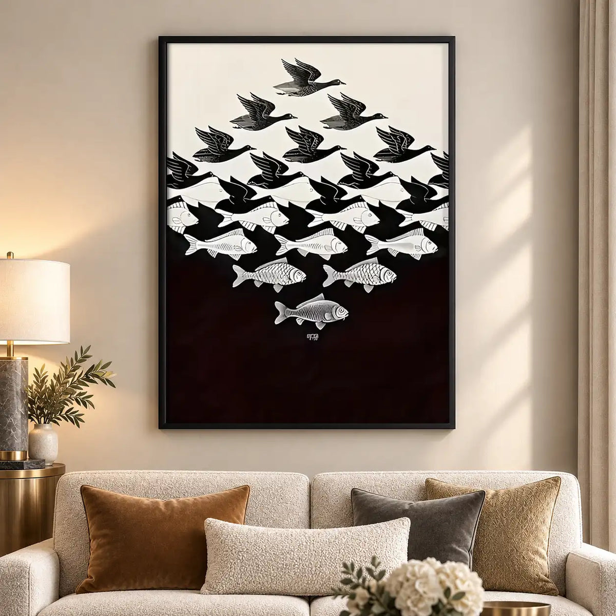 Black and White Bird Flock Wall Art 5