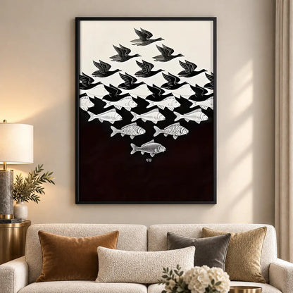 Black and White Bird Flock Wall Art 5