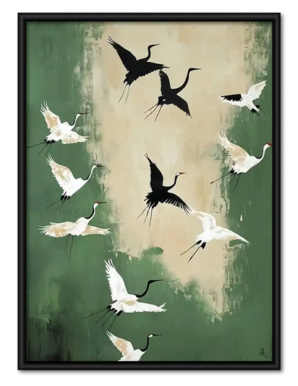 Black and White Birds in Flight Wall Art