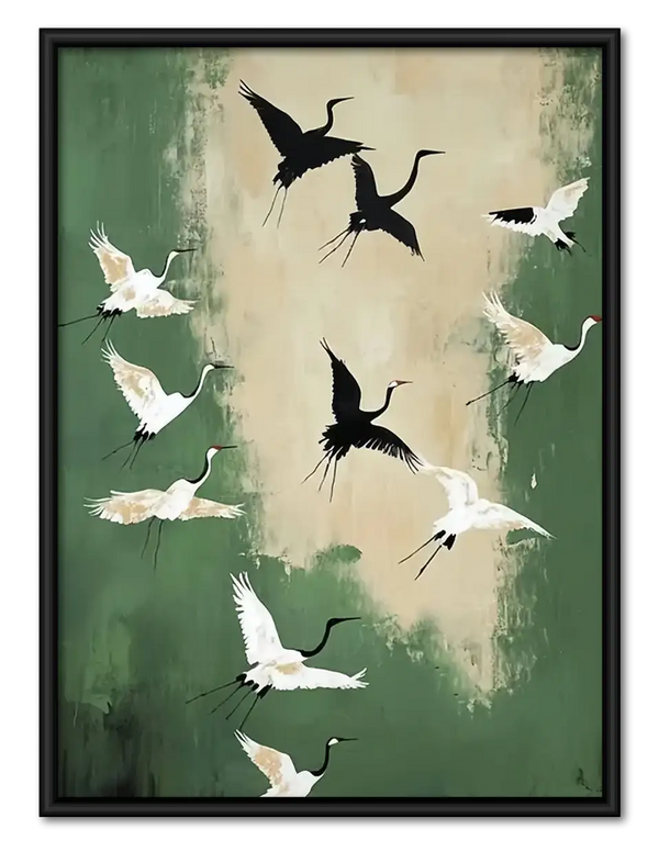 Black and White Birds in Flight Wall Art