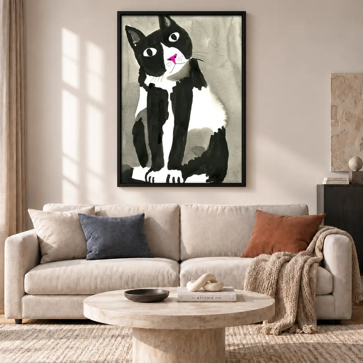 Black and White Cat Grooming Wall Art 2