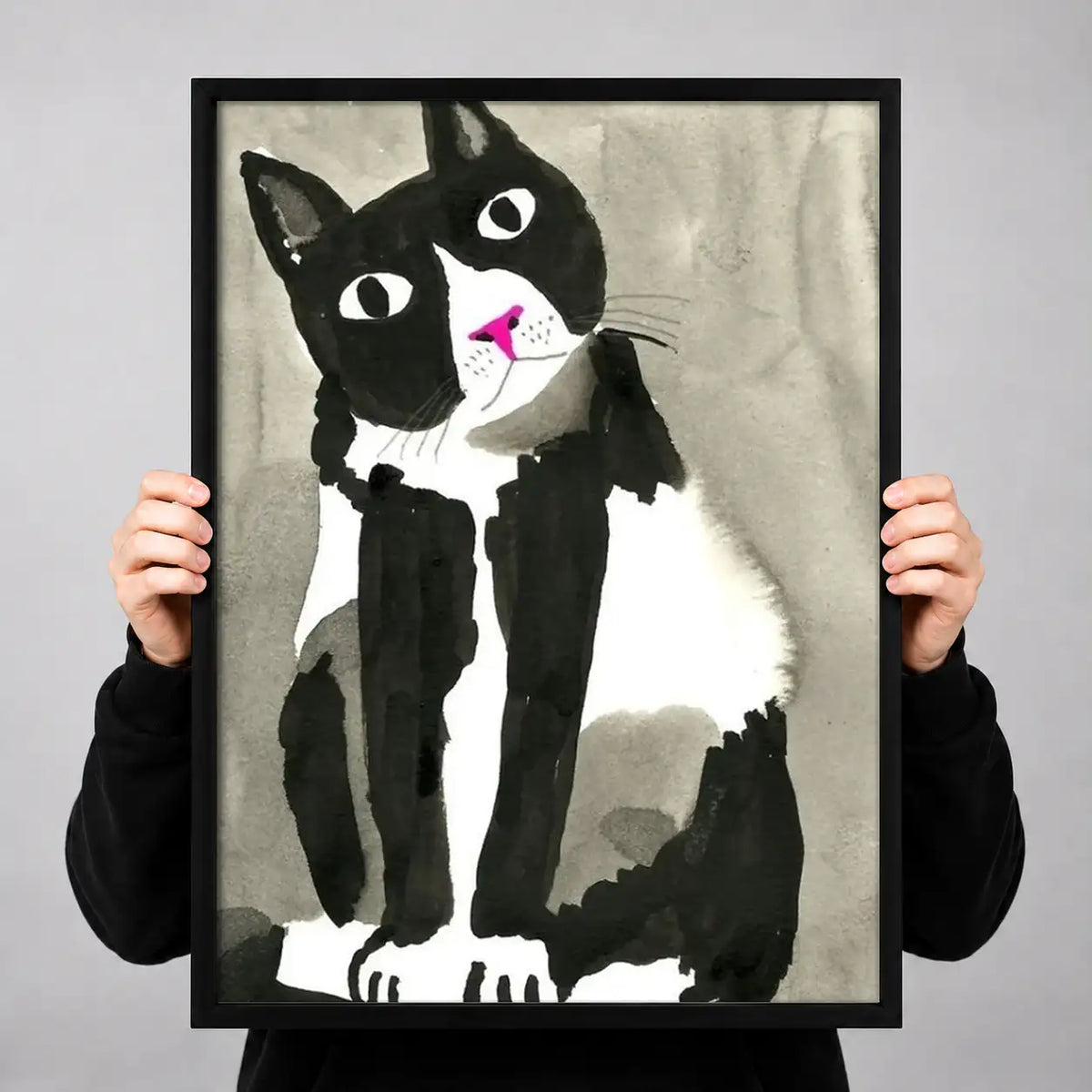 Black and White Cat Grooming Wall Art 3