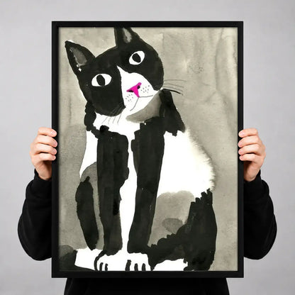 Black and White Cat Grooming Wall Art 3