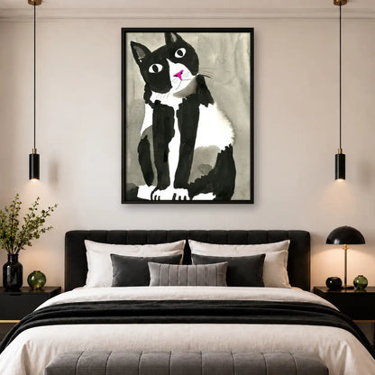 Black and White Cat Grooming Wall Art 4