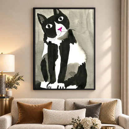 Black and White Cat Grooming Wall Art 5