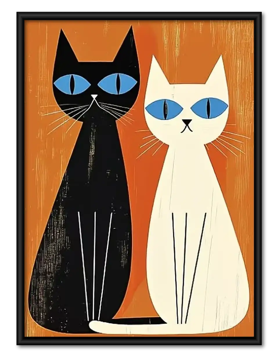 Black and White Cat Pair Wall Art 1