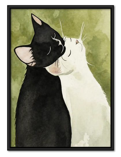 Black and White Cat Profile Wall Art