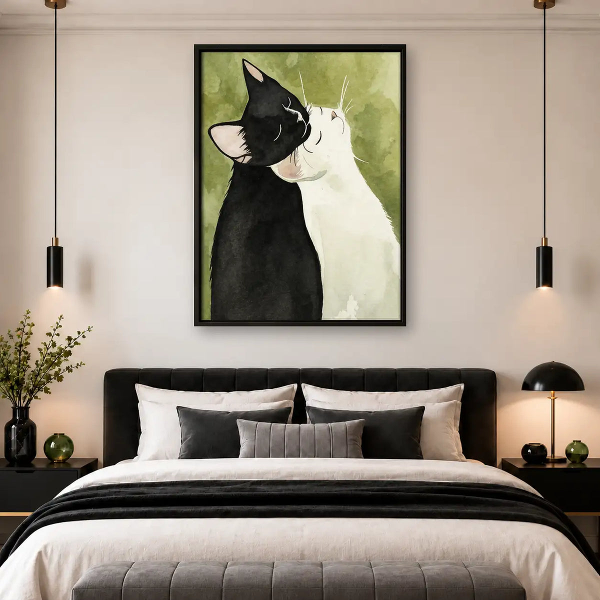 Black and White Cat Profile Wall Art 4
