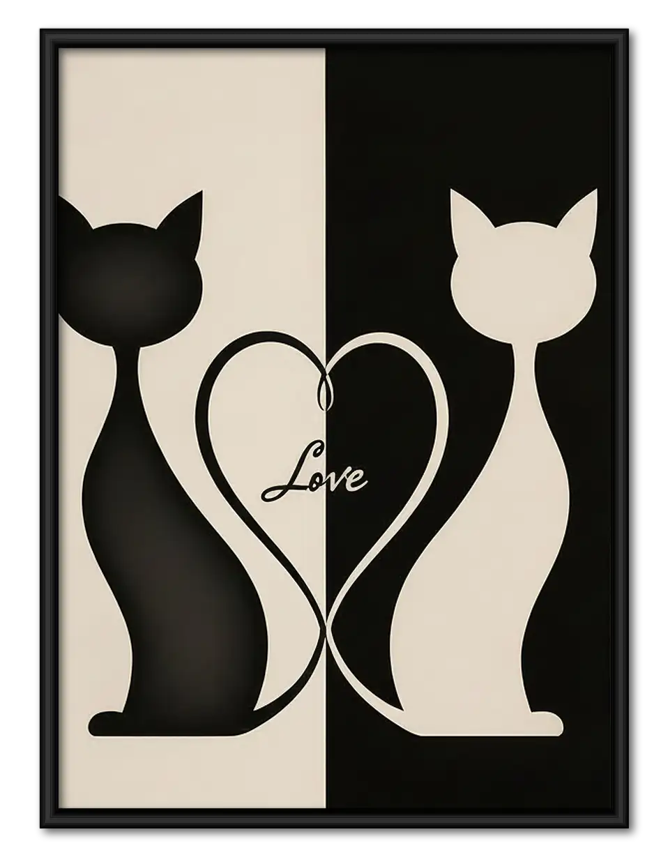 Black and White Cats Love Wall Art 1