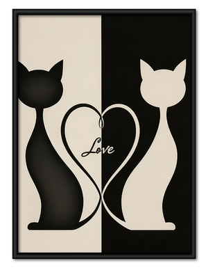 Black and White Cats Love Wall Art