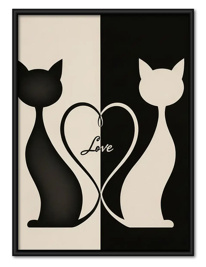 Black and White Cats Love Wall Art 1