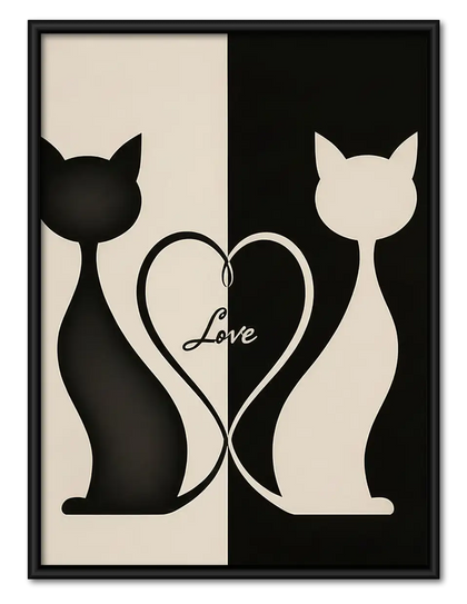 Black and White Cats Love Wall Art