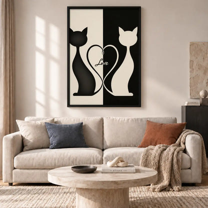 Black and White Cats Love Wall Art 2