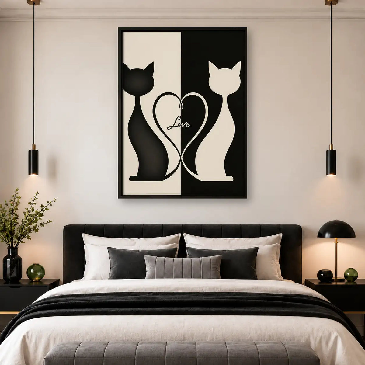 Black and White Cats Love Wall Art 4