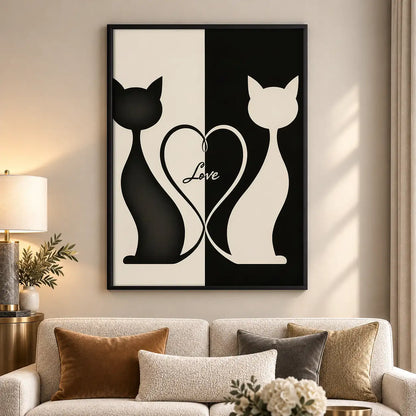 Black and White Cats Love Wall Art 5
