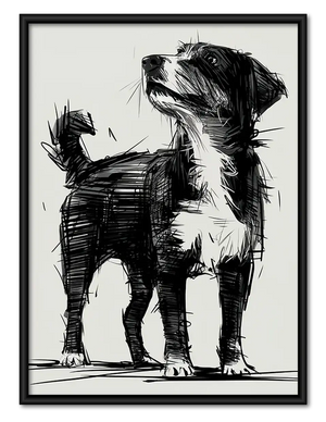 Black and White Dog Companions Wall Art