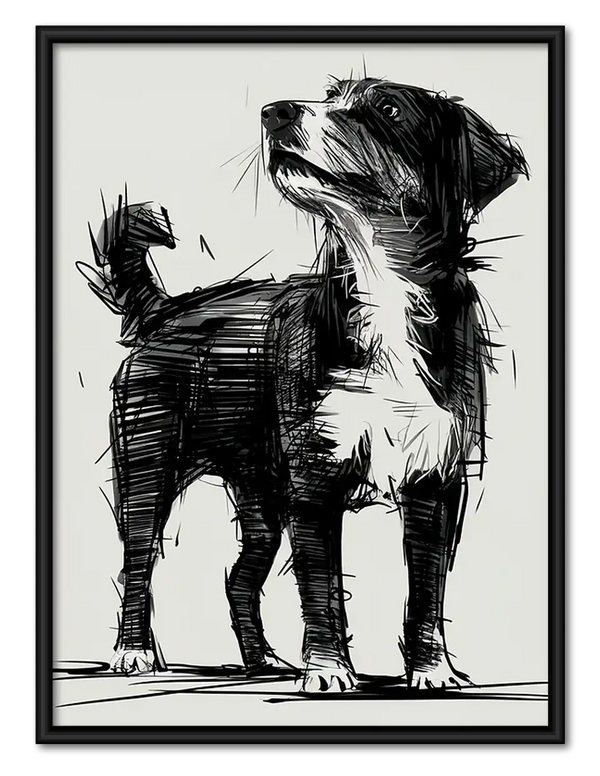 Black and White Dog Companions Wall Art