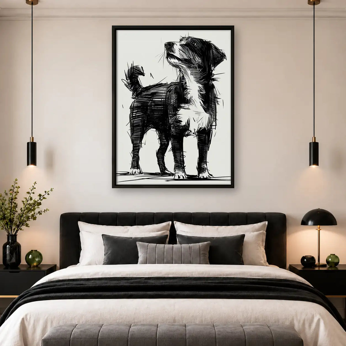 Black and White Dog Companions Wall Art 4