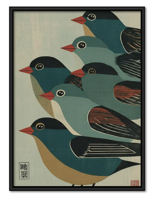 Black Bird Flock Pattern Wall Art