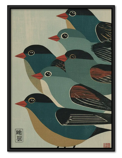 Black Bird Flock Pattern Wall Art
