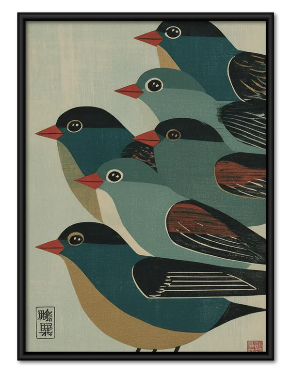 Black Bird Flock Pattern Wall Art
