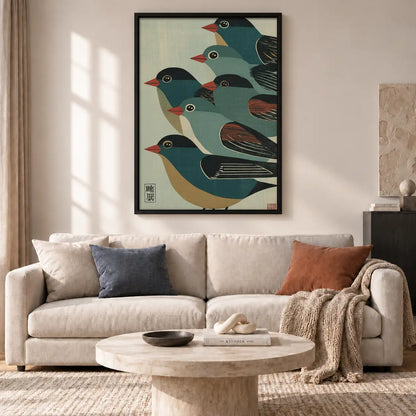 Black Bird Flock Pattern Wall Art 2