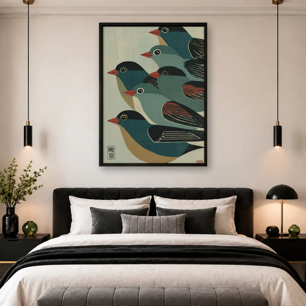 Black Bird Flock Pattern Wall Art 4