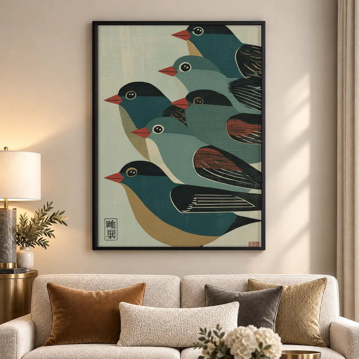 Black Bird Flock Pattern Wall Art 5