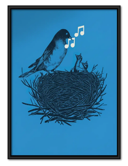 Black Bird Singing from Nest Wall Art
