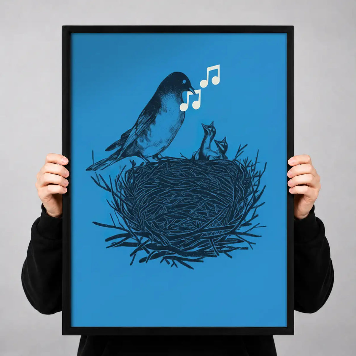 Black Bird Singing from Nest Wall Art 3