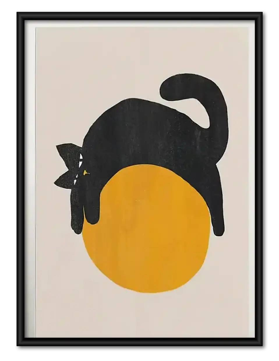 Black Cat and Golden Circle Wall Art 1