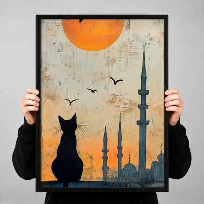 Black Cat and Istanbul Skyline Wall Art 3