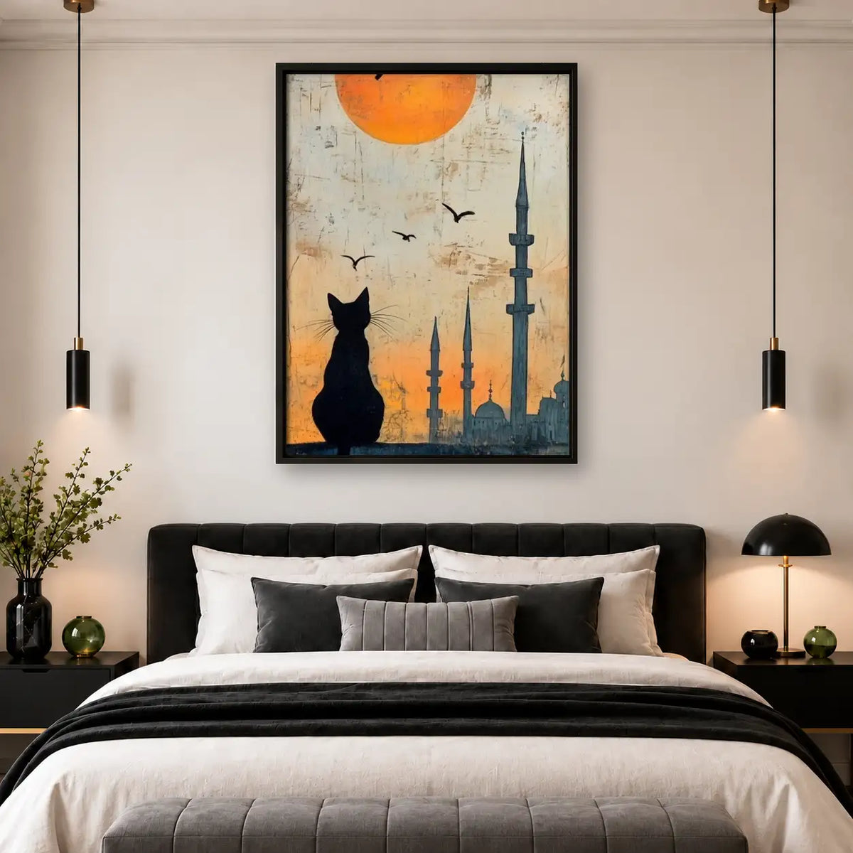 Black Cat and Istanbul Skyline Wall Art 4