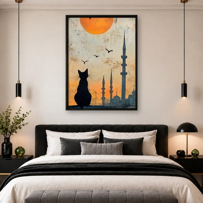 Black Cat and Istanbul Skyline Wall Art 4