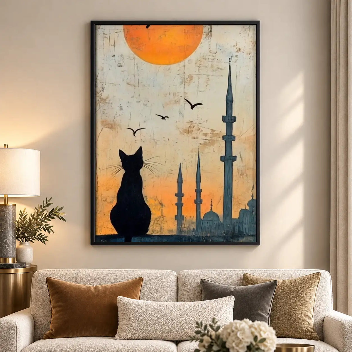 Black Cat and Istanbul Skyline Wall Art 5
