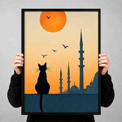 Black Cat and Istanbul Sunset Wall Art 3